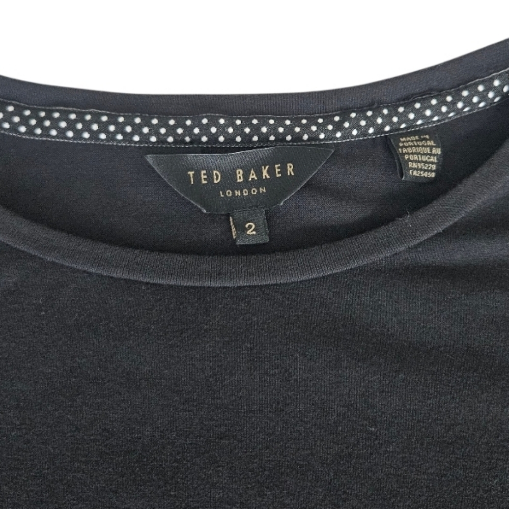 Ted Baker Black Crewneck Short Sleeve Tee Women's - Picture 2 of 9